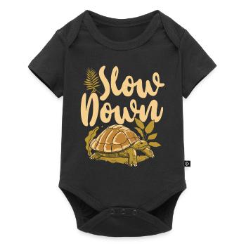 Sea Turtle Tortoise Slow Down - Baby Premium Kurzarmbody - Schwarz - Vorne