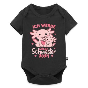 süße Axolotl Ich werde Große Schwester 2024 - Baby Premium Kurzarmbody - Schwarz - Vorne