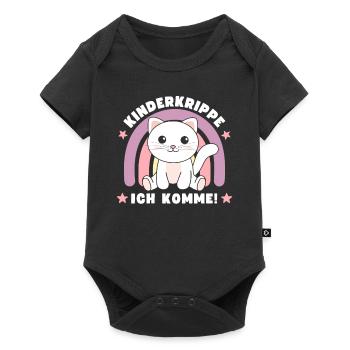 Kinderkrippe Ich Komme! Katze - Baby Premium Kurzarmbody - Schwarz - Vorne