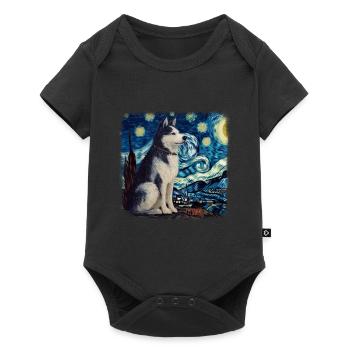 Malamute d’Alaska Van Gogh nuit étoilée - Body à manches courtes Premium Bébé - noir - Devant
