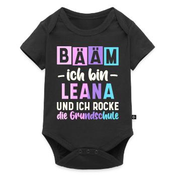 Name Leana Geschenk Grundschule - Baby Premium Kurzarmbody - Schwarz - Vorne