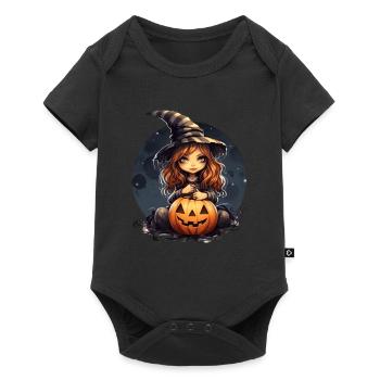 Niedliches Verkleidetes Mädchen zu Halloween - Baby Premium Kurzarmbody - Schwarz - Vorne