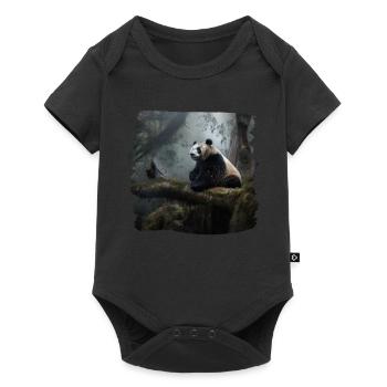 Pandas réaliste Panda Panda géant - Body à manches courtes Premium Bébé - noir - Devant