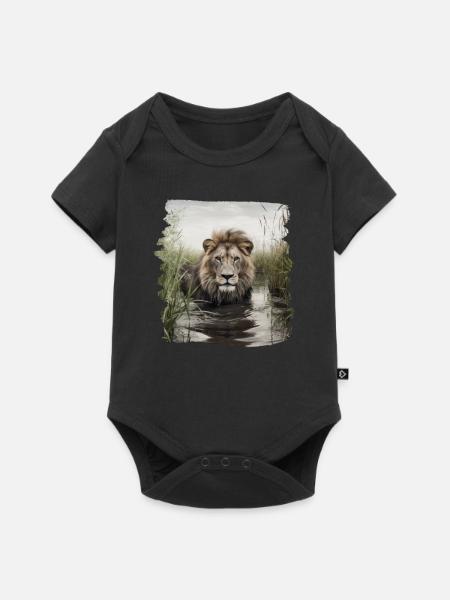 Löwen realistic Löwe - Baby Premium Kurzarmbody - Schwarz