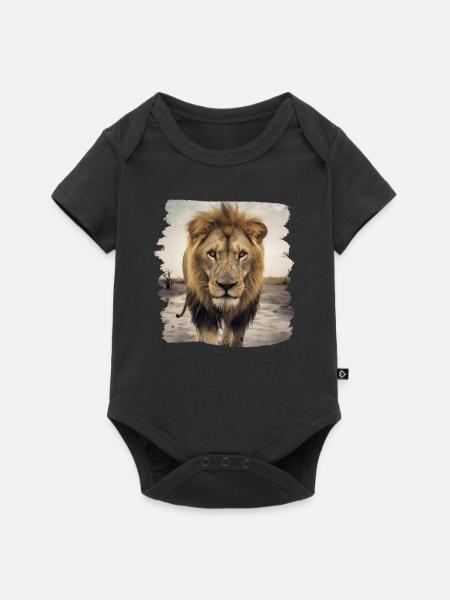 Löwen realistic Löwe - Baby Premium Kurzarmbody - Schwarz