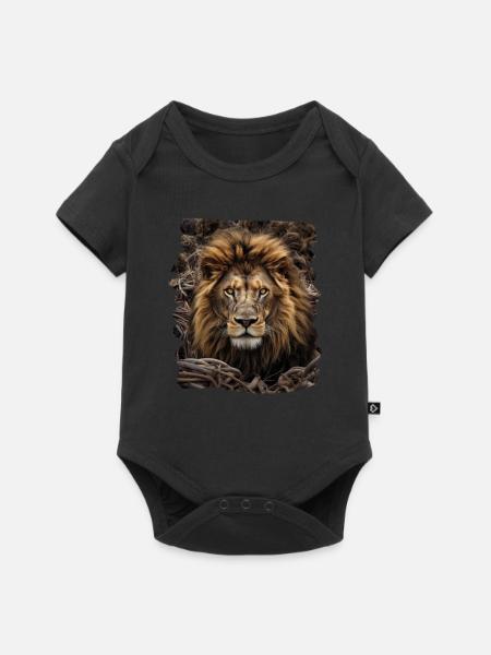 Löwen realistic Löwe - Baby Premium Kurzarmbody - Schwarz