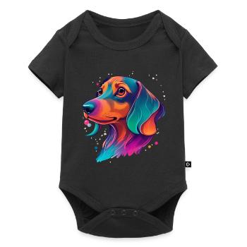 Teckel, chien, fidèle compagnon et amour pour animaux de compagnie - Body à manches courtes Premium Bébé - noir - Devant