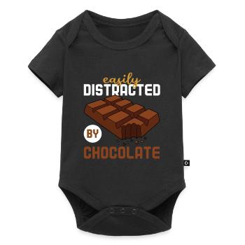 Easily distracted by chocolate - Baby Premium short-sleeve bodysuit - black - Front