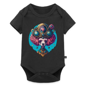Funny Steampunk Poodle Vintage Dog Design - Baby Premium short-sleeve bodysuit - black - Front