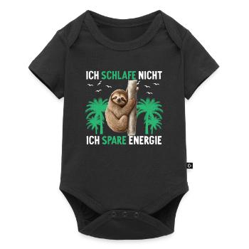 Ich Schlafe Nicht Ich Spare Energie Faultier - Baby Premium Kurzarmbody - Schwarz - Vorne