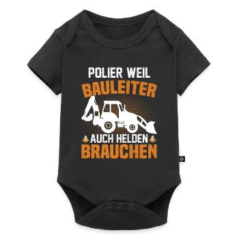 Polier weil Bauleiter auch Helden brauchen - Baby Premium Kurzarmbody - Schwarz - Vorne