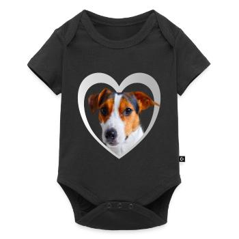 Hundeliebhaber - Hunde Herz Parson Russel Terrier - Baby Premium Kurzarmbody - Schwarz - Vorne