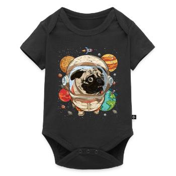 Galaxy Astronaut Dogs Gift Space Pug - Baby Premium short-sleeve bodysuit - black - Front