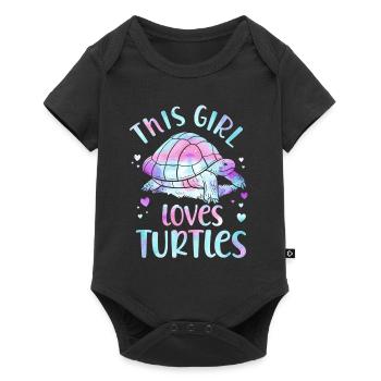 Sea Turtle Tortoise Watercolor - Baby Premium Kurzarmbody - Schwarz - Vorne