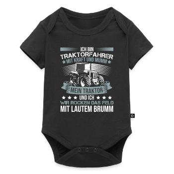 Ich bin Traktorfahrer Schlepper Sprüche - Baby Premium Kurzarmbody - Schwarz - Vorne