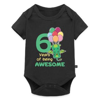 Drache zum 6. Geburtstag Kinder sechs Jahre alt - Baby Premium Kurzarmbody - Schwarz - Vorne