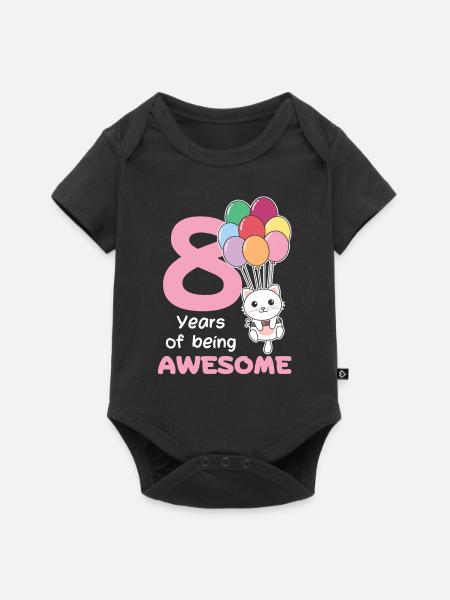 Cat for 8th birthday children eight years old - Baby Premium short-sleeve bodysuit - black