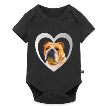 Amoureux des chiens - Cœur de chien - Bouledogue anglais - Body à manches courtes Premium Bébé - noir - Devant