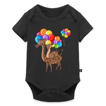 Africa Safari Animal Gift Mignon Ballon Girafe - Body à manches courtes Premium Bébé - noir - Devant