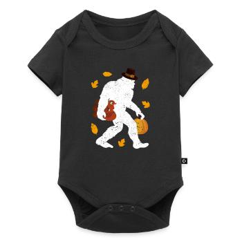 Bigfoot Pilgrim Turkey Pumpkin Thanksgiving Day - Baby Premium short-sleeve bodysuit - black - Front