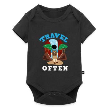 Travel, Travel, Vacation, Vacation, Traveling - Baby Premium short-sleeve bodysuit - black - Front