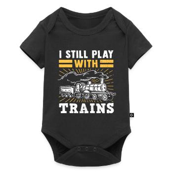 Steam locomotive, model railway, railroader, train driver - Baby Premium short-sleeve bodysuit - black - Front