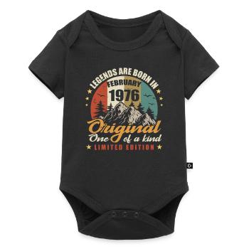Originelle Legenden werden im Februar 1976 🎉 geboren - Baby Premium Kurzarmbody - Schwarz - Vorne