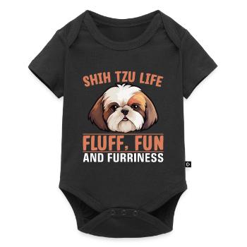 Shih Tzu Life Fluff Fun et fourrure - Body à manches courtes Premium Bébé - noir - Devant
