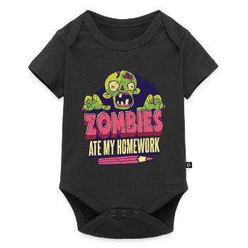 Zombies haben meine Hausaufgaben gefressen Halloween - Baby Premium Kurzarmbody - Schwarz - Vorne