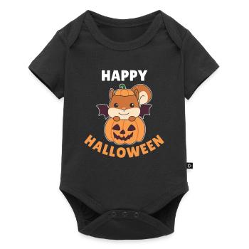 Squirrel Happy Halloween Pumpkin Bat - Baby Premium short-sleeve bodysuit - black - Front
