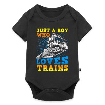 Zug Modelleisenbahn Eisenbahn Dampflok - Baby Premium Kurzarmbody - Schwarz - Vorne