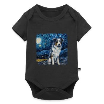 Australian Shepherd Van gogh starry night - Baby Premium short-sleeve bodysuit - black - Front