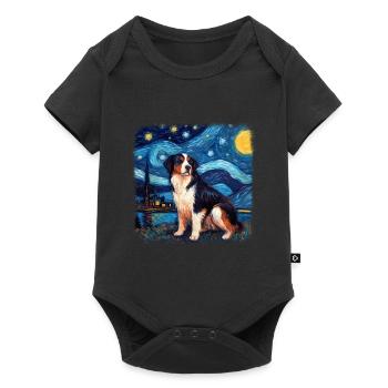 Bernese Mountain Dog Van gogh starry night - Baby Premium Kurzarmbody - Schwarz - Vorne