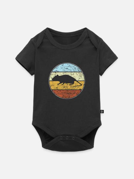 Maus retro - Baby Premium Kurzarmbody - Schwarz