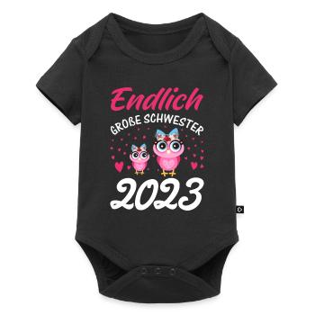 Endlich große Schwester 2023 - Baby Premium Kurzarmbody - Schwarz - Vorne
