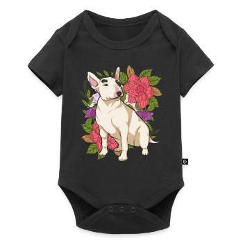 Dog Lover Cadeau Fleurs Chiens Bull Terrier - Body à manches courtes Premium Bébé - noir - Devant