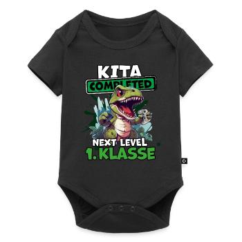 Einschulung Dino Tyrannosaurus Rex Videogamer - Baby Premium Kurzarmbody - Schwarz - Vorne