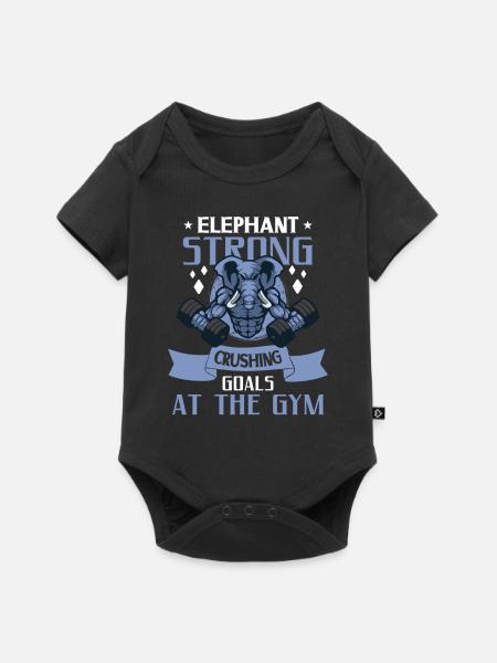 Elephant Bodybuilding Powerlifting Weightlifting - Baby Premium Kurzarmbody - Schwarz
