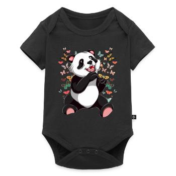 Cadeau animal chinois Panda papillon - Body à manches courtes Premium Bébé - noir - Devant