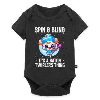 Stocktanz Design für Stabtänzerin - Baby Premium Kurzarmbody - Schwarz - Vorne