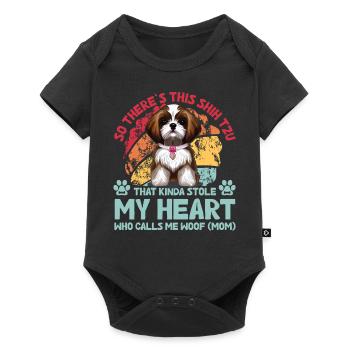 Shih Tzu Drôle de dicton - Body à manches courtes Premium Bébé - noir - Devant