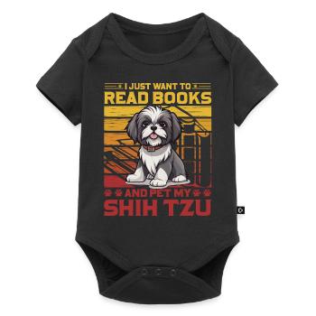 Je veux juste lire des livres et caresser mon Shih Tzu - Body à manches courtes Premium Bébé - noir - Devant