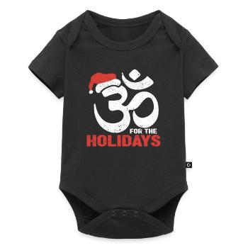 Om for the holidays funny Christmas yoga - Baby Premium short-sleeve bodysuit - black - Front