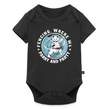 Chats, escrimeurs, joueurs, escrime amusante, sports, chats - Body à manches courtes Premium Bébé - noir - Devant