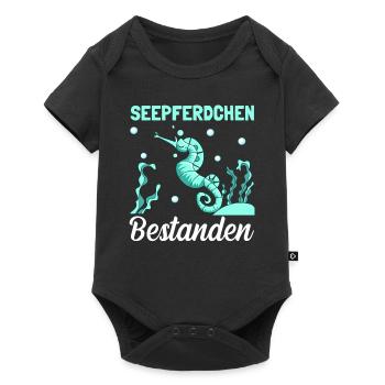 Schwimmen Seepferdchen Schwimmkurs - Baby Premium Kurzarmbody - Schwarz - Vorne