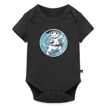 Cats, fencers, gamers, vintage, fencing, sports, cats - Baby Premium short-sleeve bodysuit - black - Front