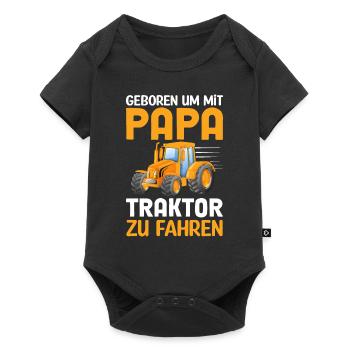 Papa Bauernhof Traktor Traktorfahrer - Baby Premium Kurzarmbody - Schwarz - Vorne