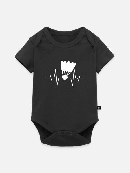 Federball Herzschlag - Baby Premium Kurzarmbody - Schwarz