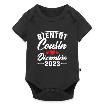 Bientôt Cousin Décembre 2023, Annonce Grossesse - Body à manches courtes Premium Bébé - noir - Devant