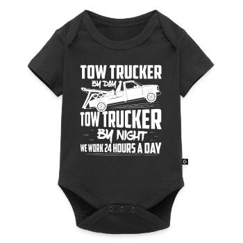 Tow Trucker By Day, Tow Trucker By Night Operator - Baby Premium Kurzarmbody - Schwarz - Vorne